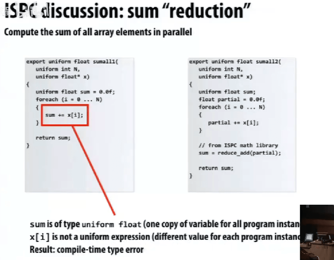 ISPC: sum reduction